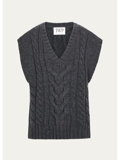 TWP Pops Cable-Knit Cashmere Vest