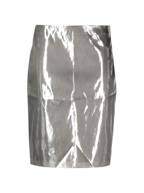 metallic high-waist straight skirt