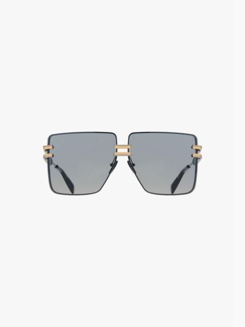 Balmain Black and gold-tone titanium police-style sunglasses