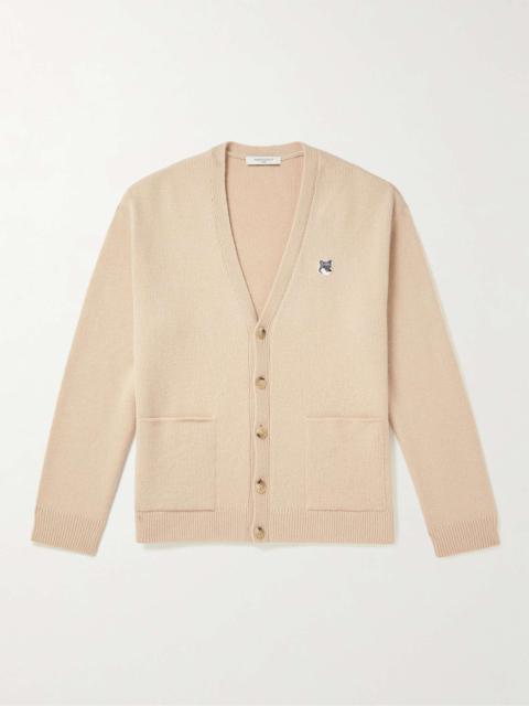 Maison Kitsuné Logo-Appliquéd Ribbed Wool Cardigan