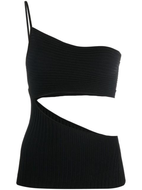 ANDREĀDAMO one-shoulder cut-out ribbed top
