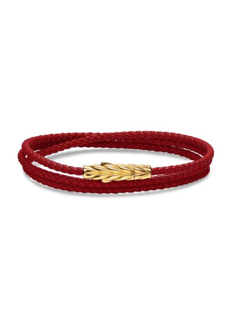 DAVID YURMAN Men's Chevron Triple Wrap Bracelet in Leather - Red