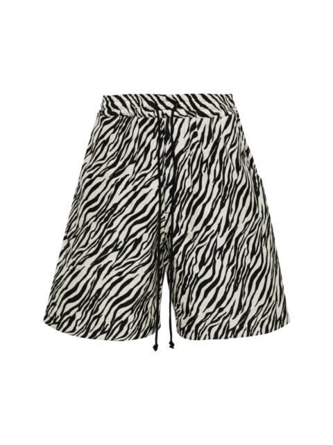 zebra-print elasticated-waist shorts