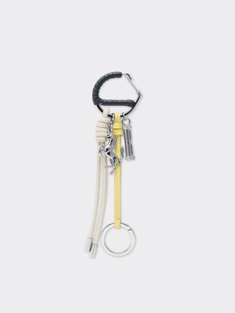 Ferrari Multicolored metal and leather keyring with charm