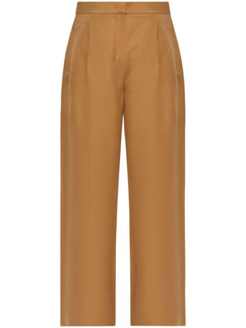 concealed-fastening linen-blend trousers