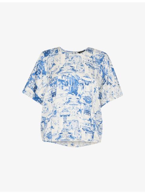 WHISTLES Rome-Print Regular-Fit Woven Blouse