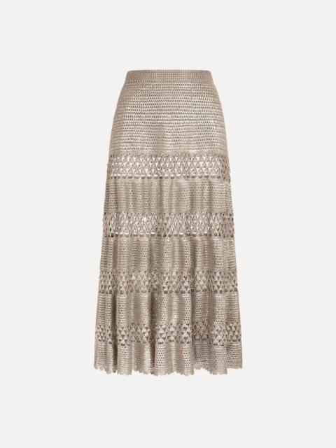 Oscar de la Renta SILVER FOIL MIDI SKIRT