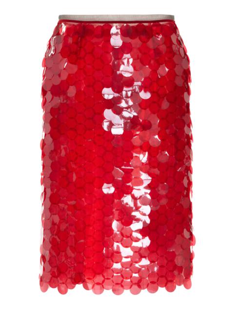 16ARLINGTON Delta Sequined Nylon Midi Skirt red
