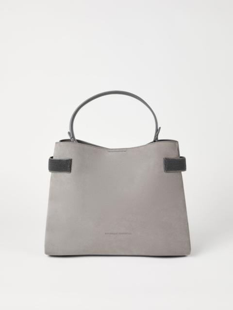 Essence top-handle bag in suede with precious bands