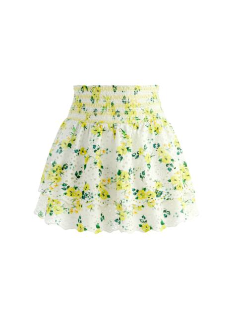 Alice + Olivia BETHIE SMOCKED RUFFLE MINI SKIRT