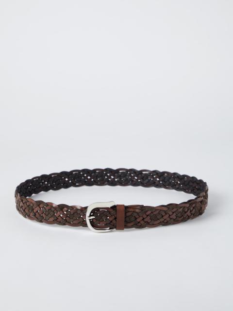 Brunello Cucinelli Leather and suede braid belt