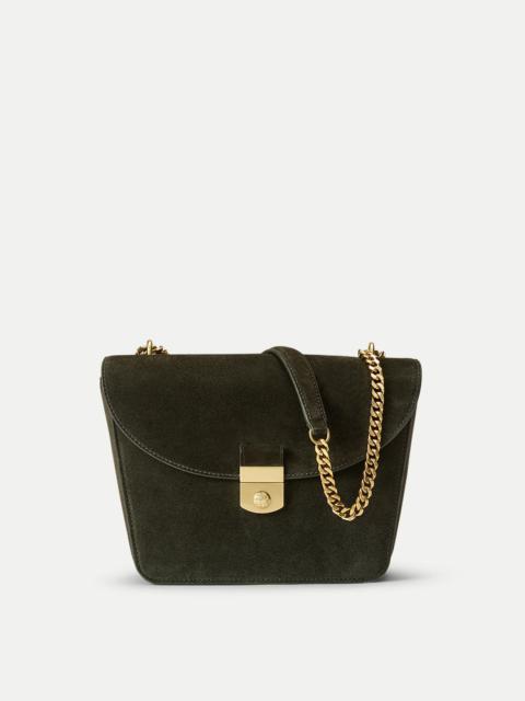 VERONICA BEARD SUEDE DOUBLE LINK FLAP BAG