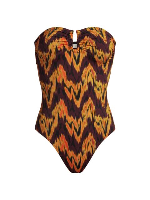 ULLA JOHNSON Women's Monterey Printed Strapless One-Piece Swimsuit - Terra