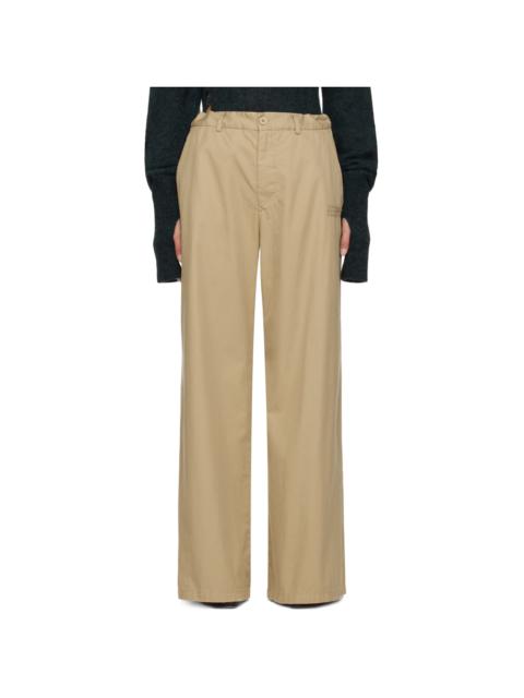 Beige Embroidered Trousers