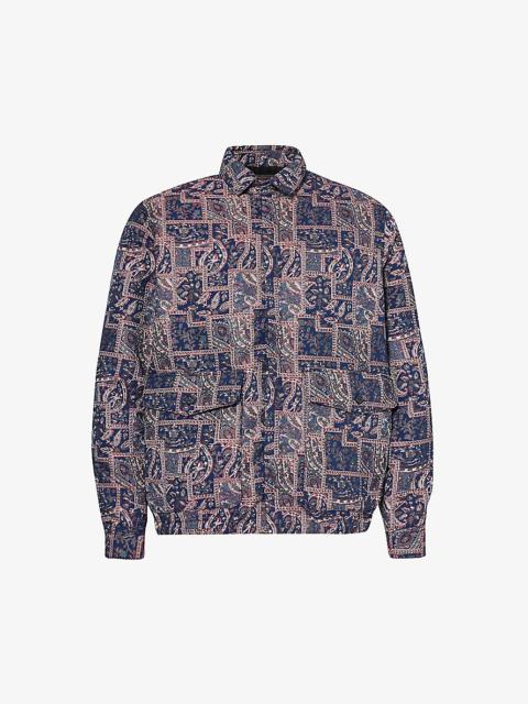 BEAMS PLUS Abstract-pattern spread-collar relaxed-fit woven jacket