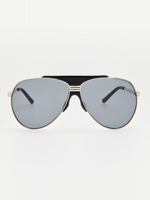 LINDA FARROW Amelia Sunglasses in Silver and Grey