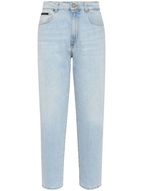 high-rise straight-leg jeans