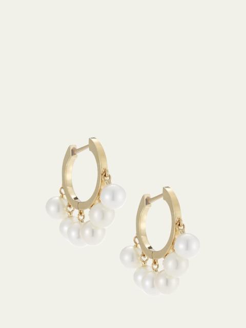 SYDNEY EVAN Pearl Tassel Huggie Hoop Earrings