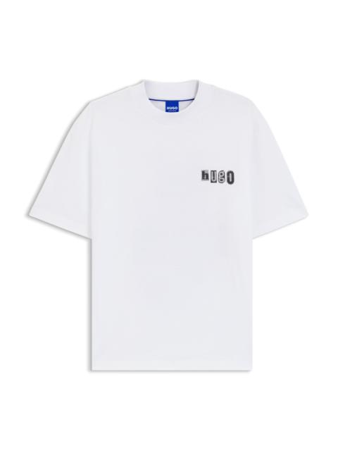 HUGO COTTON T-SHIRT WITH LOGO ARTWORK