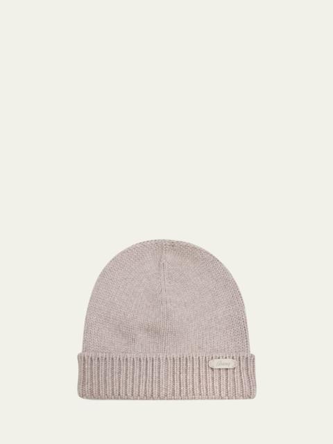 Brioni Men's Cashmere Knit Logo-Patch Beanie