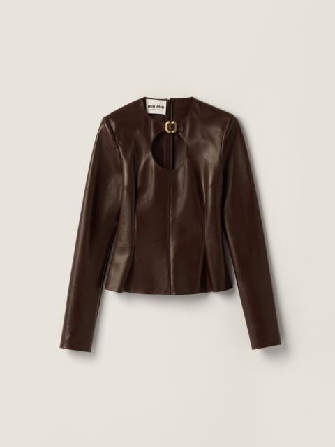 Miu Miu Long-sleeved nappa leather top with buckle