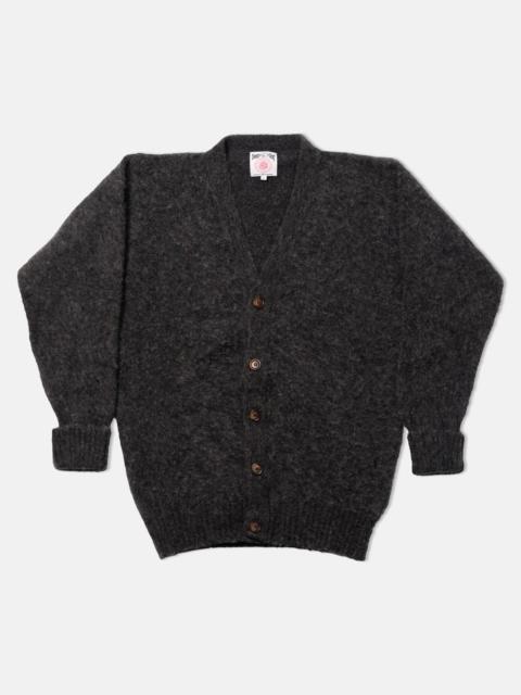 J. PRESS MADE-IN-SCOTLAND CHARCOAL SHAGGY DOG CARDIGAN SWEATER  - CLASSIC FIT