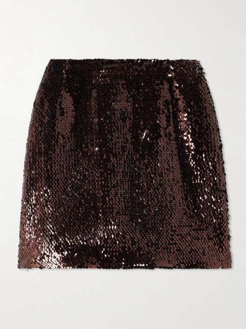 BLAZÉ MILANO Tropicana Coci Velvet-trimmed Sequined Crepe Mini Skirt