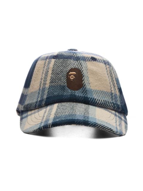 A BATHING APE® BAPE CHECK PANEL CAP - NAVY