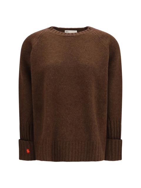 TORY BURCH Tory Burch Merino Wool Crew Neck Sweater — Brown