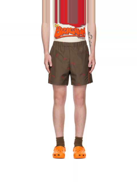 ROBYN LYNCH Brown Embroidered Shorts