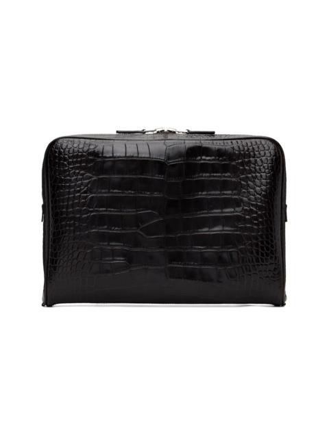 TOM FORD Brown Shiny Printed Croc Minimal Laptop Pouch