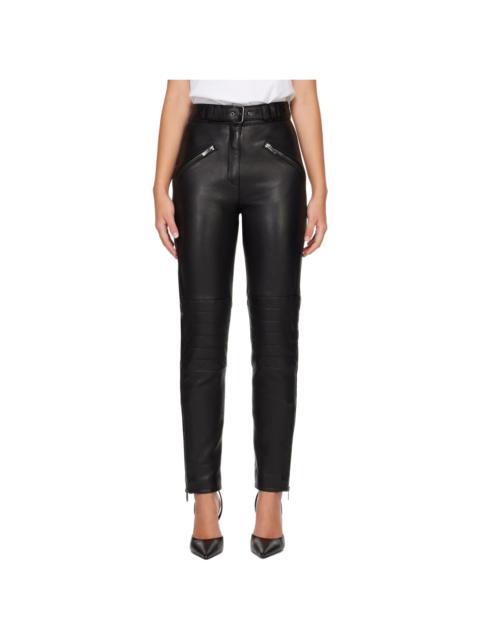 Balmain Black Biker Leather Trousers