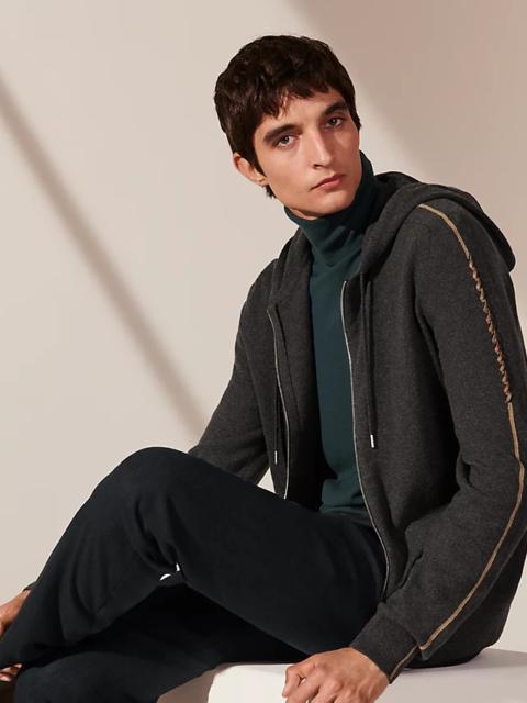 Hermès Zipped hooded sweater with leather braid detail