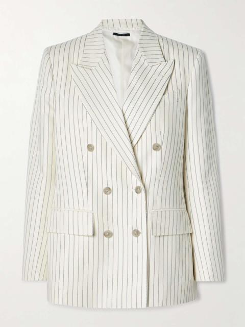 Double-breasted pinstripe wool-blend twill blazer