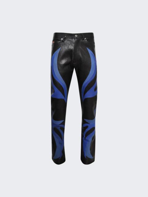 Martine Rose Appliqué Leather Trousers Black And Blue