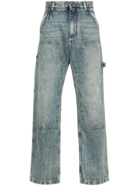 mid-rise straight-leg jeans