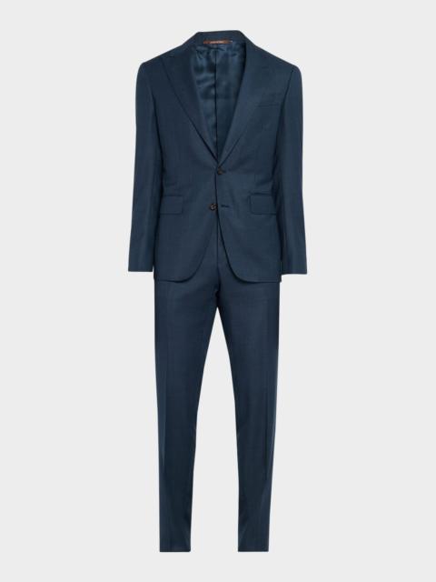 Canali Men's Wool Windowpane Peak Lapel Suit