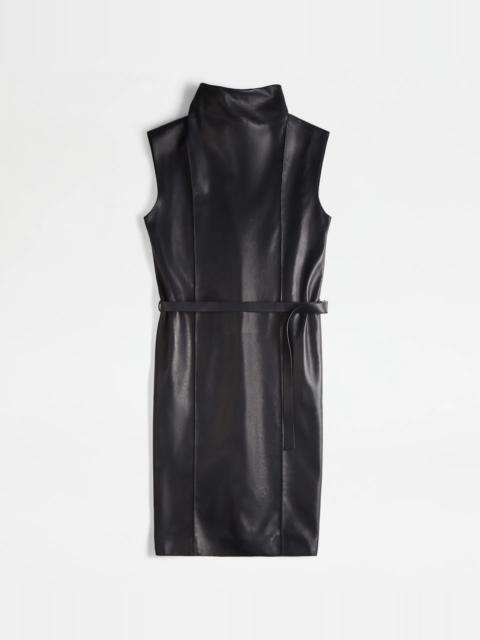 Tod's DRESS IN NAPPA LEATHER - GREY