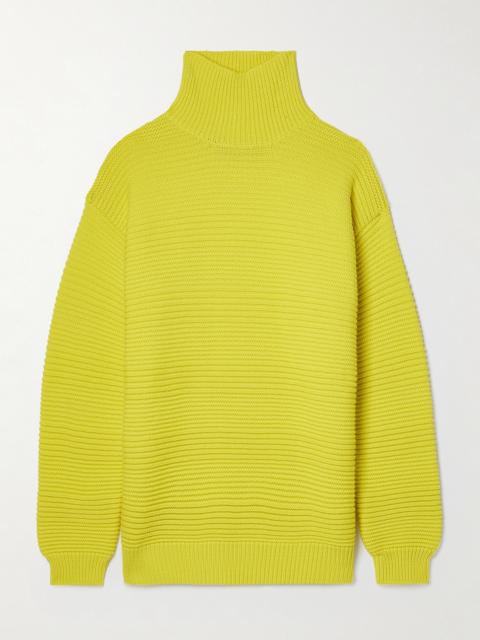 BRANDON MAXWELL Ribbed Wool Turtleneck Sweater