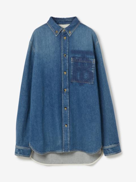 Monogram Motif Stonewashed Denim Shirt