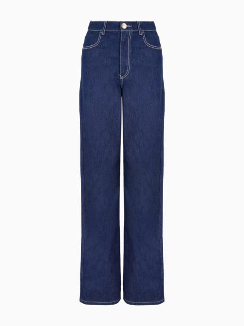 EMPORIO ARMANI J4B Mid-rise straight-leg, rinsed-denim jeans