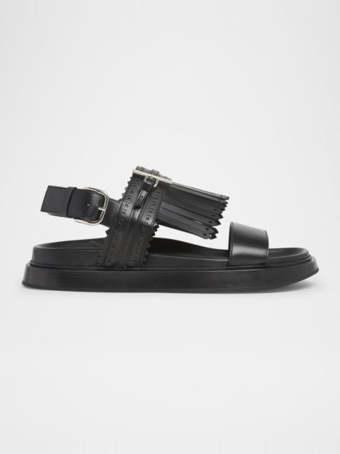 Alexander McQueen Men's Brogue Fringe Leather Sandals