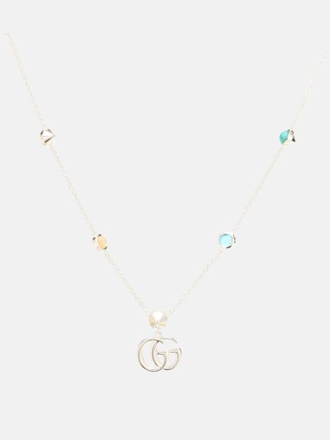 GUCCI Double G mother-of-pearl and topaz-embellished sterling silver necklace