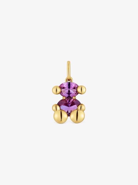 TOUS Small 18K gold vermeil bear motif Pendant with lab-grown lilac-colored sapphire Color Bear LGG