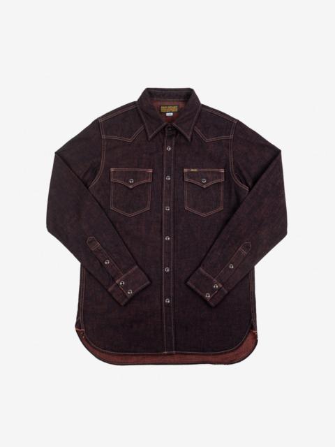 Iron Heart IHSH-352-RED 10oz Selvedge Denim Western Shirt - Indigo Overdyed Red