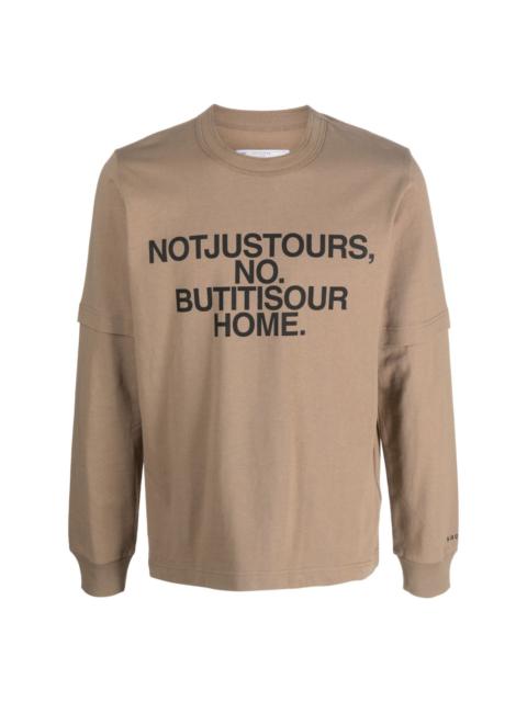 slogan-print layered cotton sweatshirt