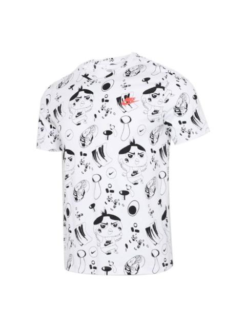 Nike 나이키 만화 본 가득 차있는 인쇄 스포츠 짧은 소매 백색 DD1325-100