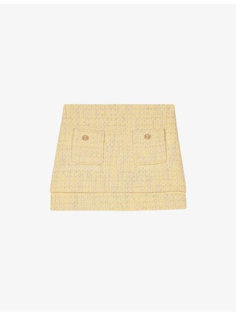 maje Pocket-Front Tweed Mini Skirt