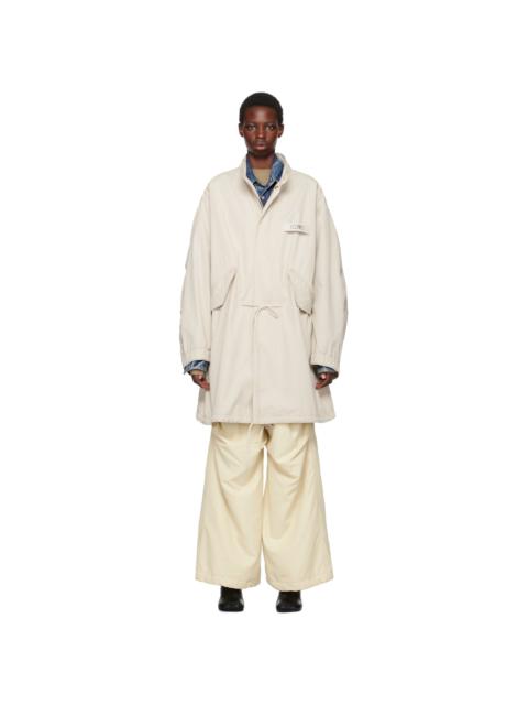 MM6 Maison Margiela Beige Logo Patch Coat