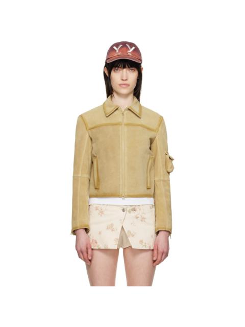 OPEN YY Beige Single Rider Suede Jacket